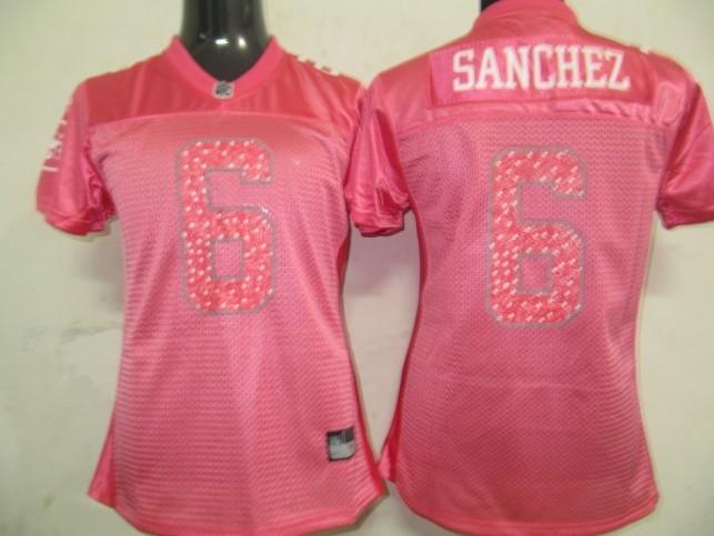Jets #6 Mark Sanchez Red Women's Sweetheart Stitched NFL Jersey